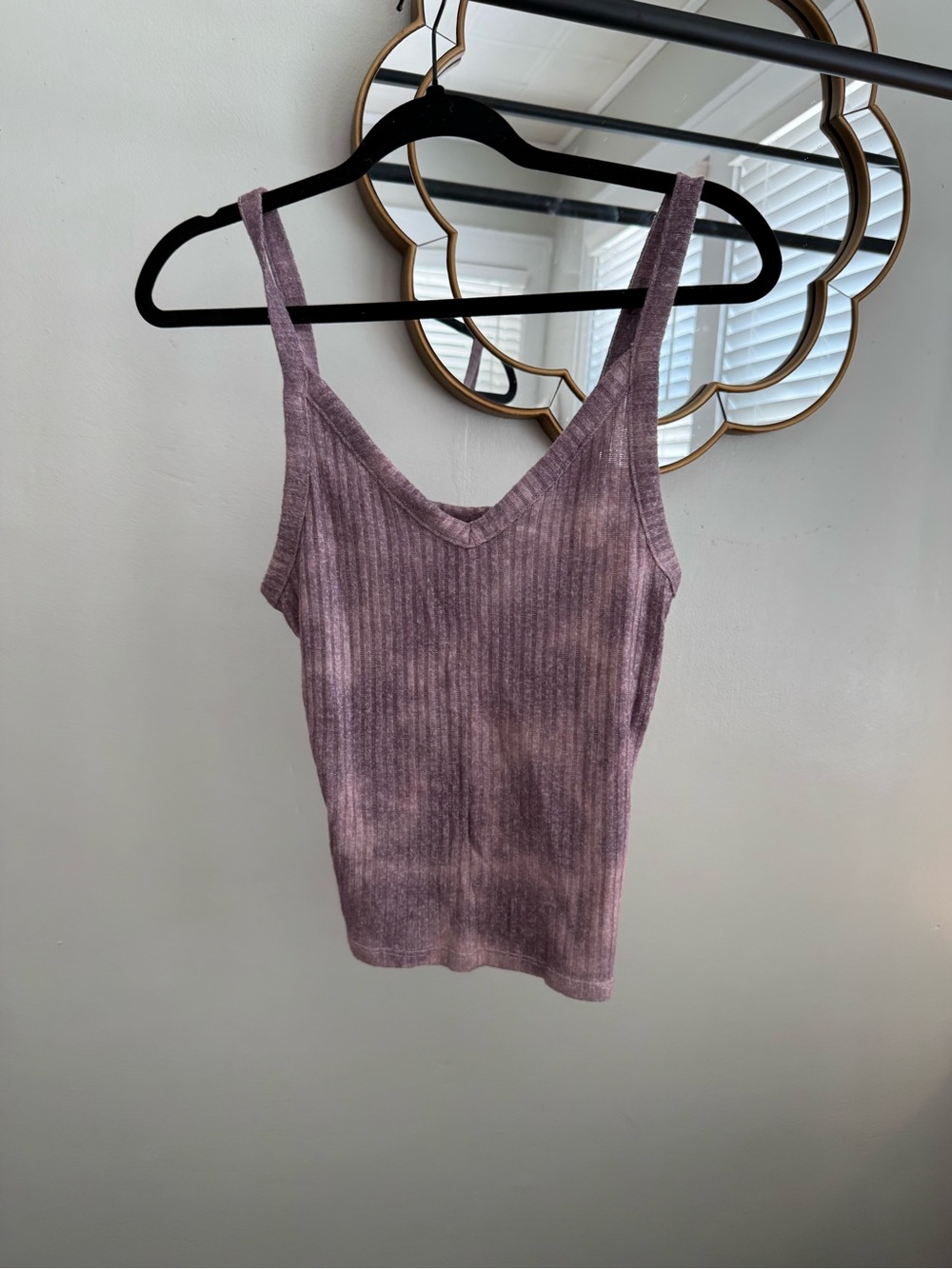 Ribbed V-Neck Tank Top in Dusty Mauve